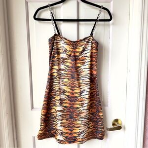 Dolls Kill Animal Print Satin Slip Dress Size Small